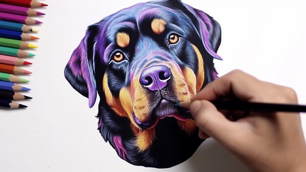 Rottweiler z głową koloryzacyjną