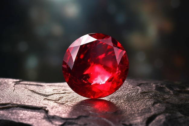 Zdjęcie roundcut red ruby gemstone closeup