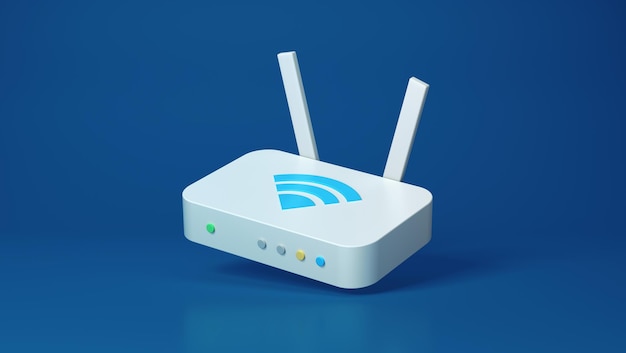 Router Wi-Fi z antenami na Blu Studio Tło Koncepcja Ethernet Izolowany kreskówka