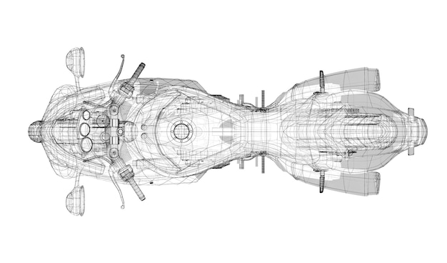 Rower, motocykl, konstrukcja nadwozia modelu 3D, model drutu