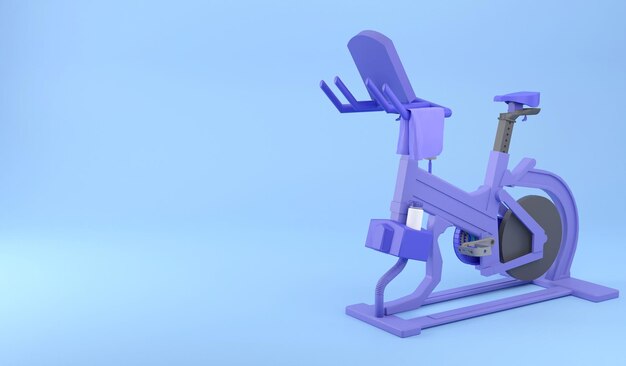 Rower treningowy 3D i niebieskie tło Koncepcja ćwiczeń renderowania 3D tło dla przestrzeni kopii