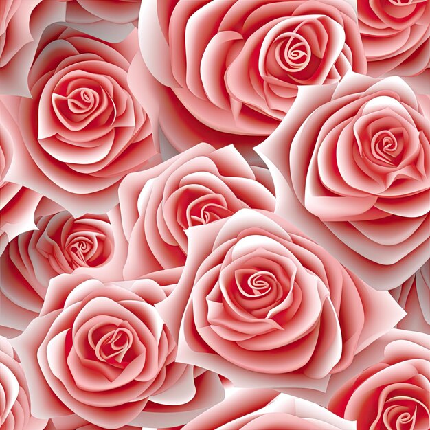 Zdjęcie róża 3d białe tło ilustracji bezszwowy wzór ai generowane