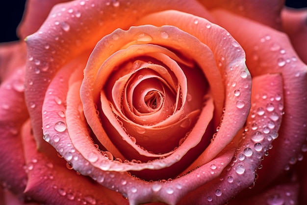 Róża Arafed z kropelami wody na niej w zbliżeniu