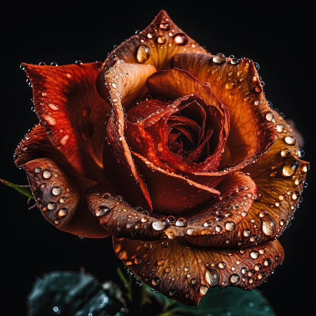 Róża z kropelkami wody