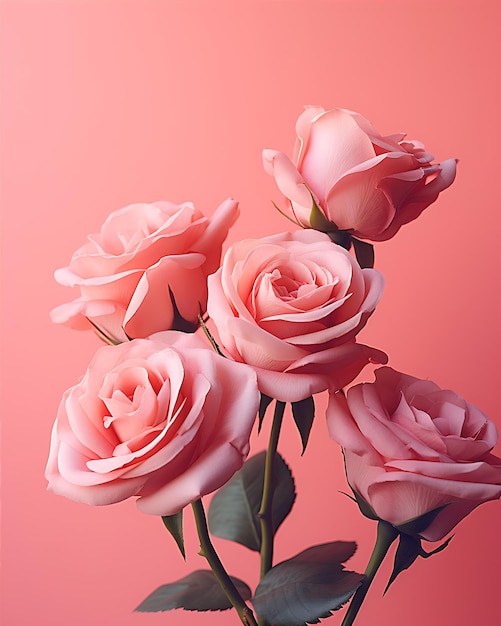 Zdjęcie róże na różowym tle w stylu vray
