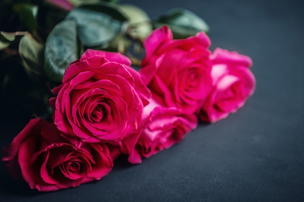 Zdjęcie róże z bliska. piękne róże na ciemnym tle