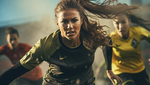 Rozgrywka w piłkę nożną kobiet na boisku fotografia redakcyjna Gry w piłkę nożną