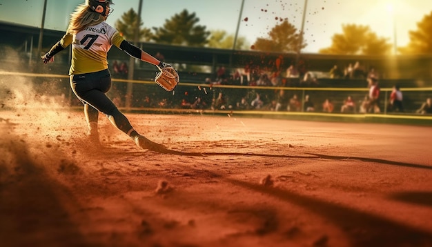 Rozgrywka w softball na boisku photoshot Koncepcja softballu