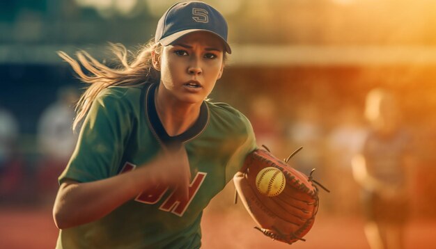 Rozgrywka w softball na boisku photoshot Koncepcja softballu