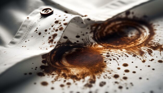 Zdjęcie rozlewające się plamy po kawie, mokry stół rozpryskujący kremowe orzeźwienie, abstrakcyjnie generowane przez sztuczną inteligencję