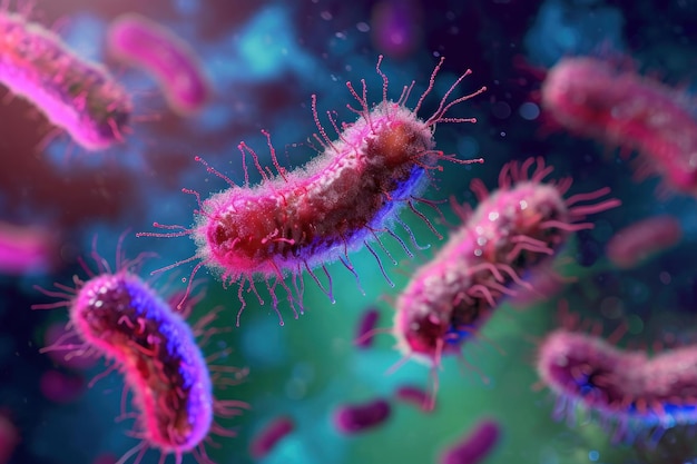 Zdjęcie różne bakterie 3d generują ai