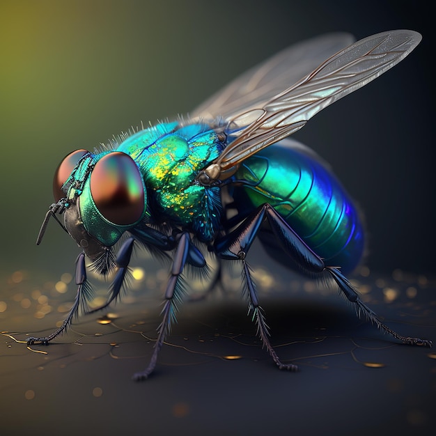 Różne kolorowe muchy przedstawiają światową generatywną sztuczną inteligencję