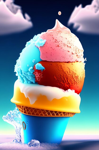 Zdjęcie różne lody na lato i słodkie menu generowane przez sztuczną inteligencję