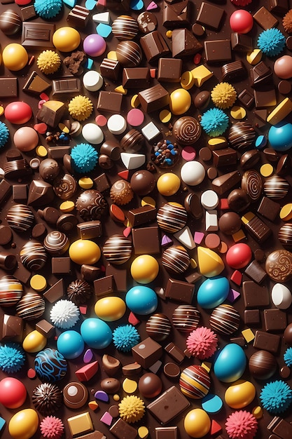 Różne rodzaje czekolady Tło z miejsca kopiowania AI Generate