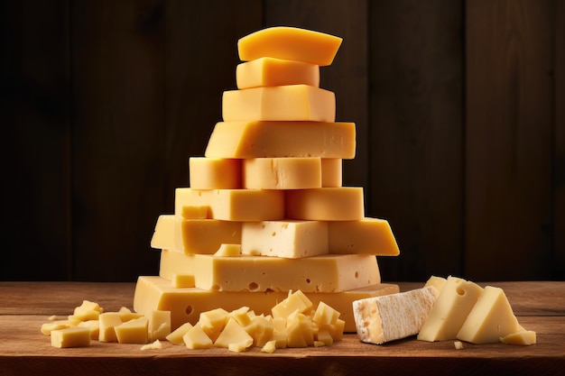 Różne rodzaje sera na drewnianej desce