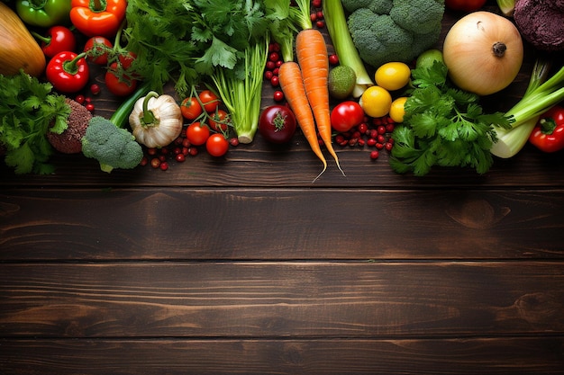 Różni warzywa na drewnianym stole