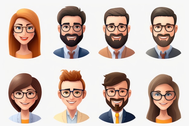 Zdjęcie różnorodna grupa osób z okularami i brodą nadająca się do biznesu lub stylu życia