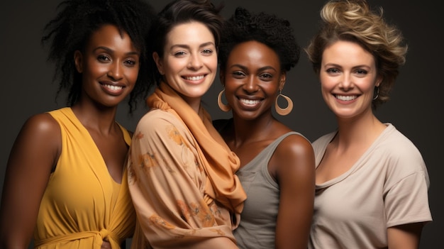 Różnorodna grupa radosnych kobiet świętuje jedność