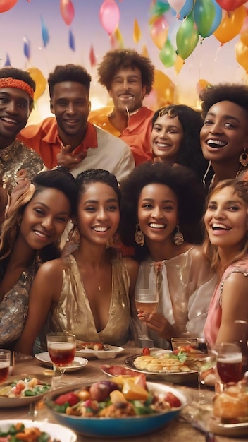 Różnorodna przyjaźń etniczna impreza rekreacja koncepcja szczęścia