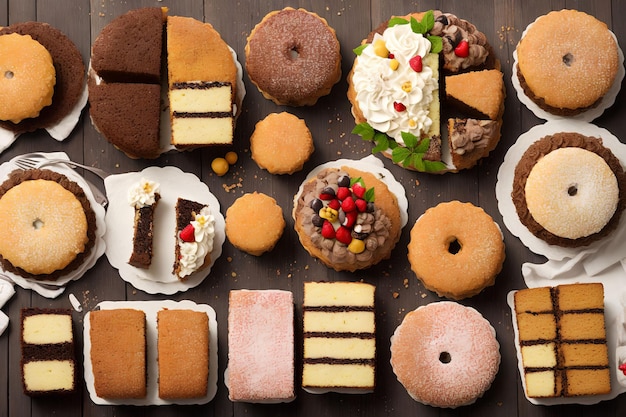 Różnorodna sztuka generatywna słodkich deserów autorstwa AI