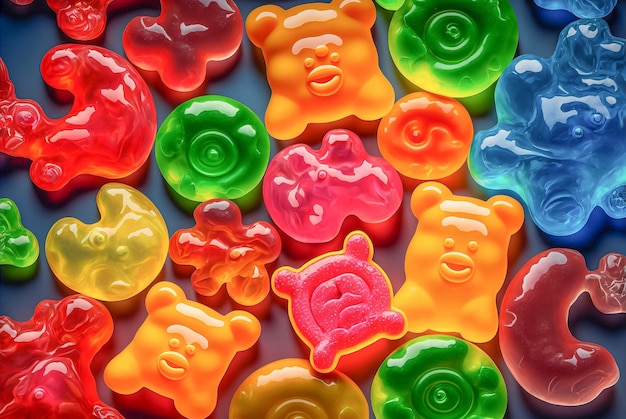 Zdjęcie różnorodne gumowate cukierki, galaretki, cukierki generatywne