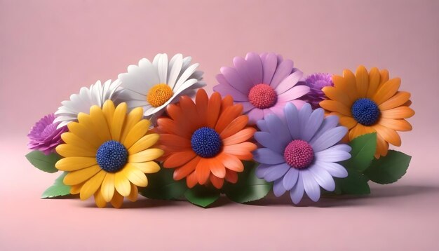 Różnorodne kolorowe kwiaty w ostrości z miękkim tłem