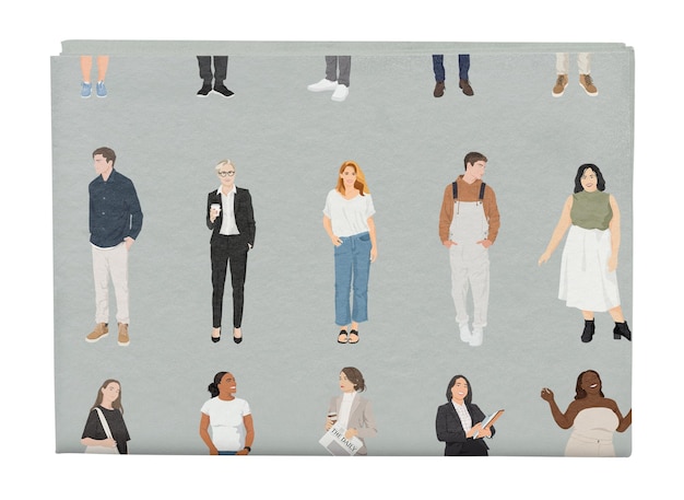 Różnorodne osoby wzór png naklejka gazetowa ilustracja kreskówka zdjęcie przezroczyste tło