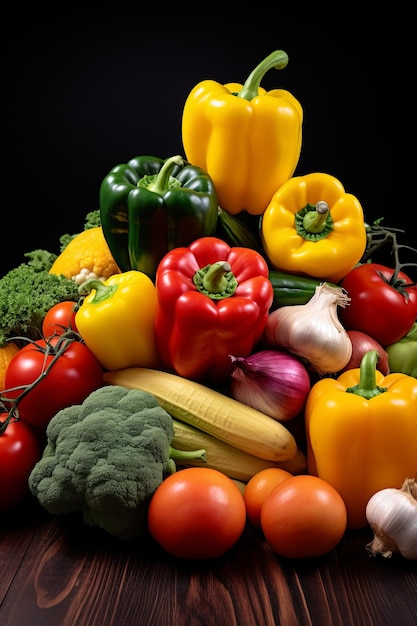 Zdjęcie różnorodne świeże warzywa i owoce
