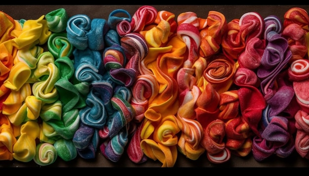 Różnorodność kolorowych tekstyliów w sklepie detalicznym generowana przez AI