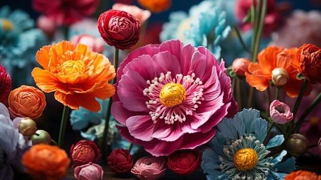 różnorodność kwiatów HD 8K tapeta Stock Photographic Image