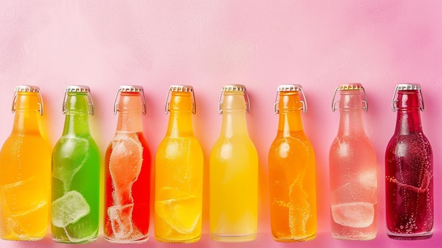 Różnorodność napojów zimnych w małych butelkach Generative Ai