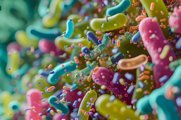 Różnorodny, kolorowy, abstrakcyjny mikrobiom