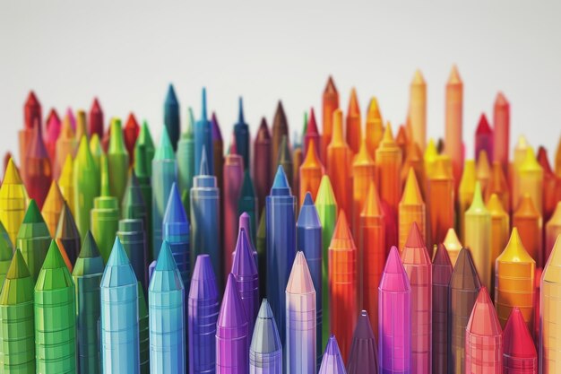 Różny szereg kolorowych ołówków tęczowych