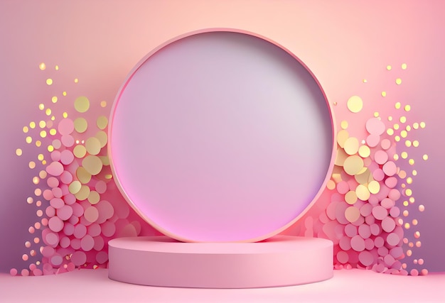 Różowa abstrakcyjna ilustracja podium 3d z cokołem do wyświetlania produktów