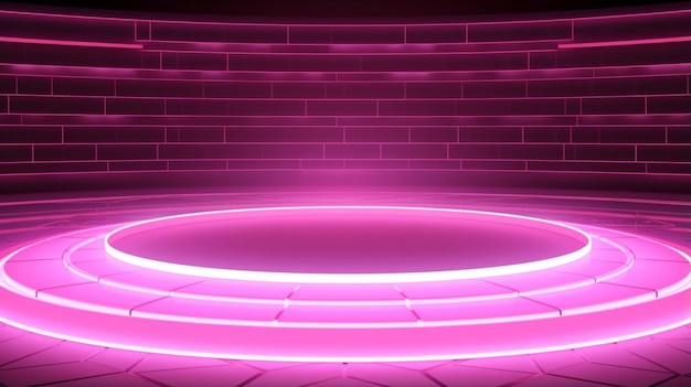 Różowa dioda LED Tekstura Zdobiona scena Fotorealistyczna nowoczesna scena teatralna Poziome tło AI Wygenerowana minimalistyczna tapeta ekranowa
