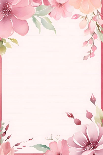 różowa i biała ramka z różowymi kwiatami i różową granicą