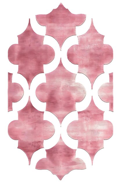 różowa i biała ściana z wzorem kręgów i słowem "w" na niej