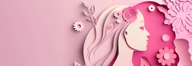 Różowa papierowa wycinanka z księżniczką