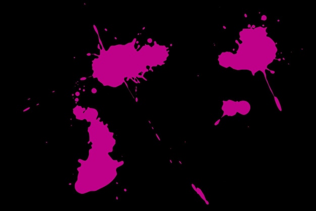 Różowa plama na czarnym tle Plamy farby na kartce papieru