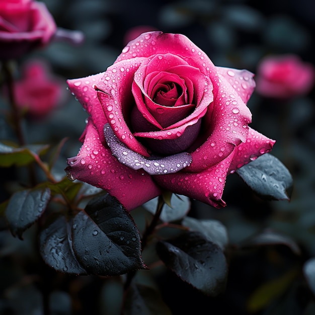 różowa róża w przyrodzie