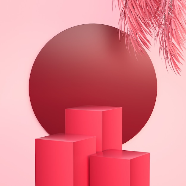Różowa scena mody dla produktów reklamowych Renderowanie 3D w chińskim stylu japońskim