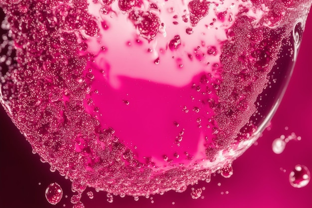 Różowa szklanka z bańką w kształcie serca