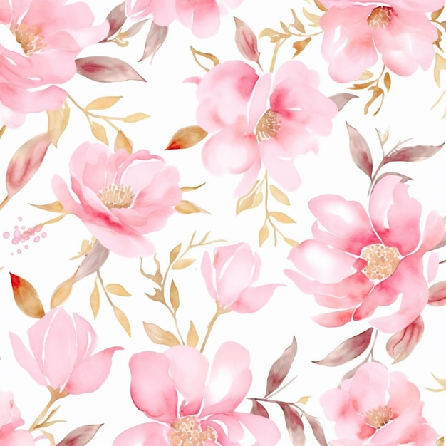 Różowa tapeta kwiatowa, czyli tapeta będąca odbitką z oryginalnego malarstwa akwarelowego.