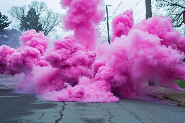 Różowa tapeta z bombą dymną