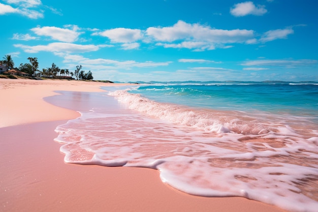 różowa woda morska w piasku letnie wakacje