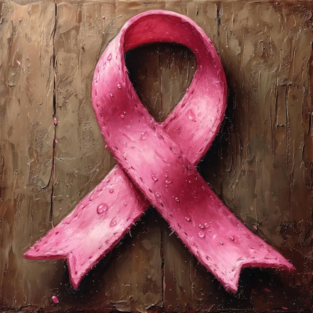 Różowa wstążka świadomość raka piersi na drewnianym tle październik Miesiąc świadomości raka piersi koncepcja opieki zdrowotnej i medycyny