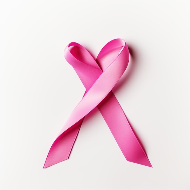 Różowa wstążka symbol raka na białym tle