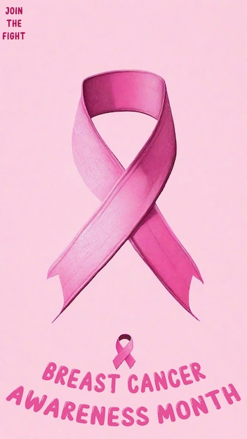 Różowa wstążka z tekstem o świadomości raka piersi