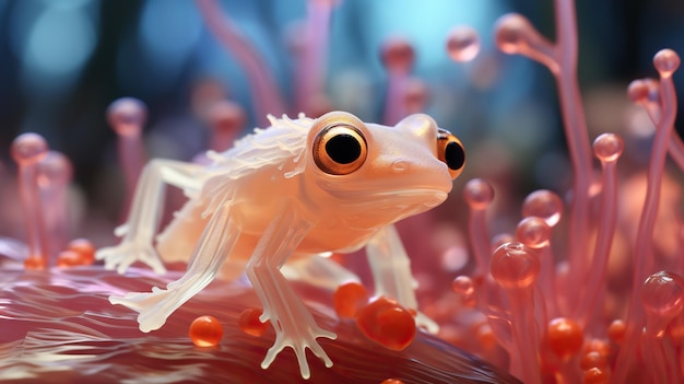 Różowa żaba wykonana z szklanej sztuki