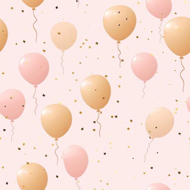 Zdjęcie różowe balony ze złotymi gwiazdkami na różowym tle.